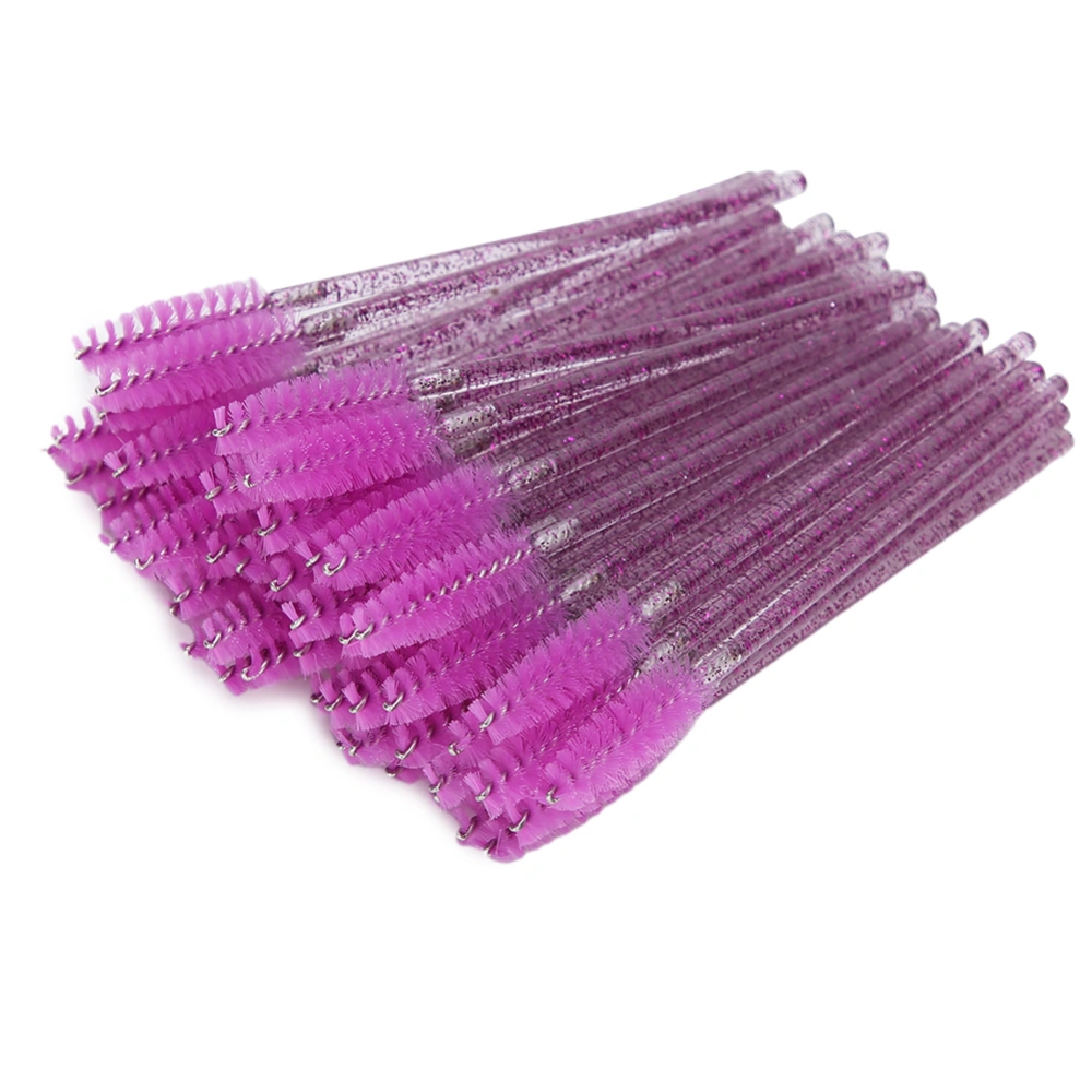 50pcs Nylon Makeup Brush Mascara Wands Eyelash Eyebrow Disposable Portable BrushPurple