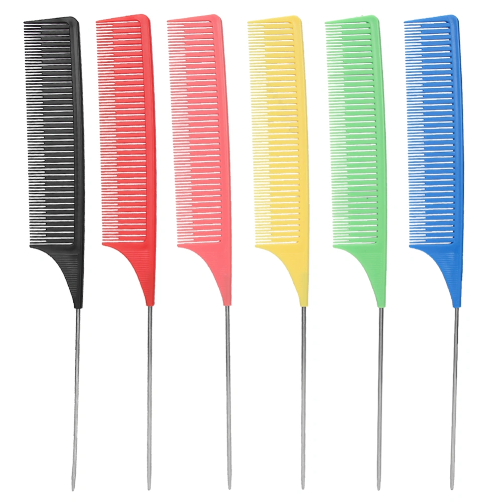 6pcs Salon Highlighting Hair Comb Dyeing Hair Separate Tail Comb Hairdressing Tool