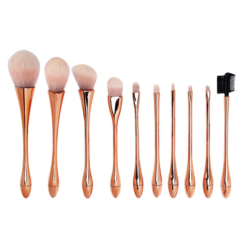 10Pcs Multifunctional Makeup Brushes Nylon Hair Face Eye Lip Makeup Brushes Cosmetics ToolsRose Gold