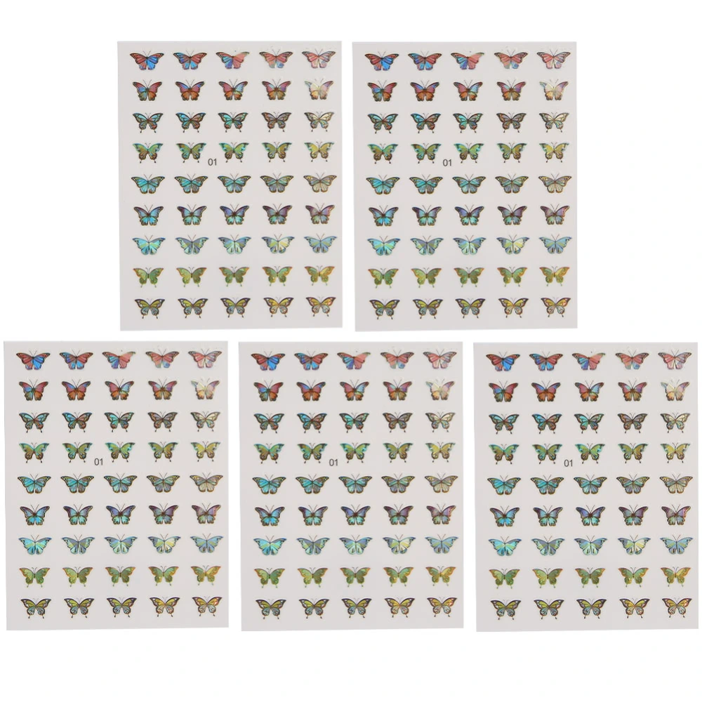 5pcs Butterflies Pattern Nail Art Sticker Fashionable Nail DIY Decal Manicure Tool