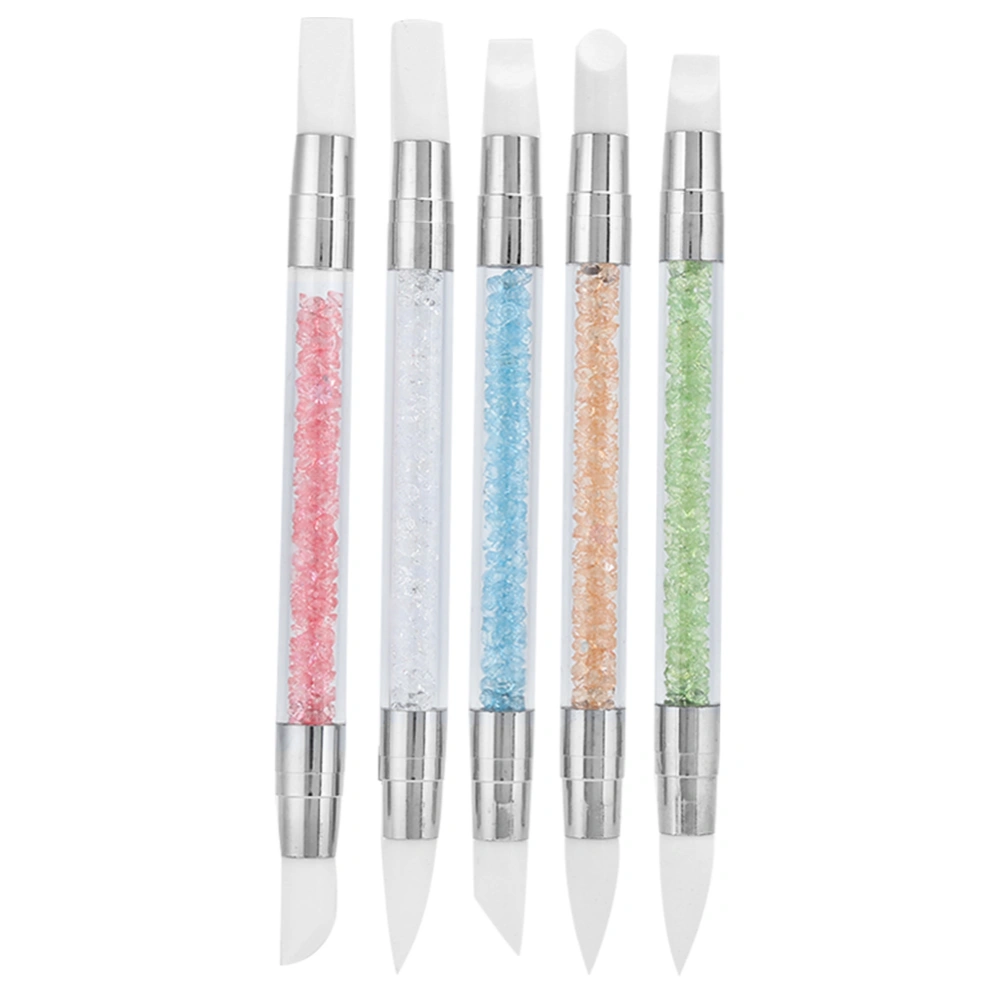 5Pcs Nail Brush Silicone Pen Hollow Carving Embossing Pen Nail Art Accessories Soft