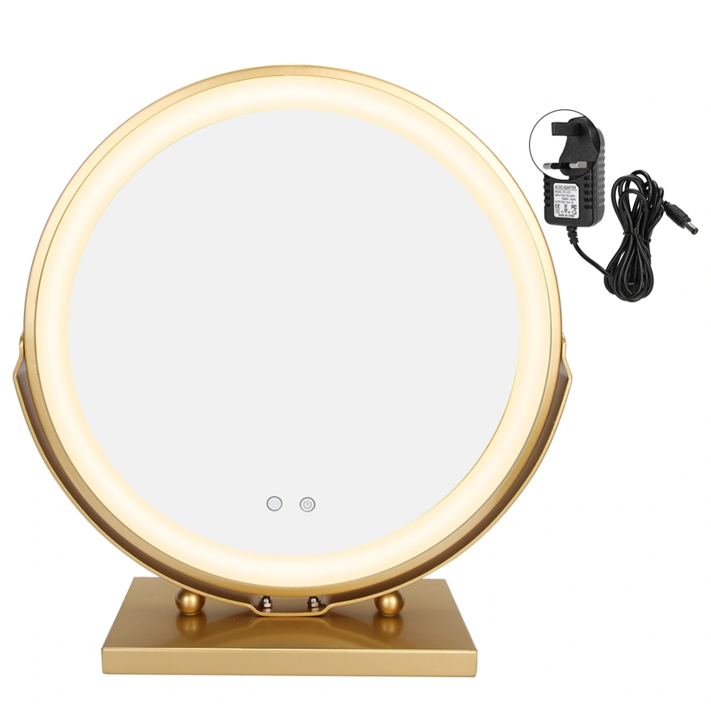 LED Makeup Mirror Round Desktop 3 Color Adjustable Rotational Angle Makeup Mirror 100‑240VUK Plug