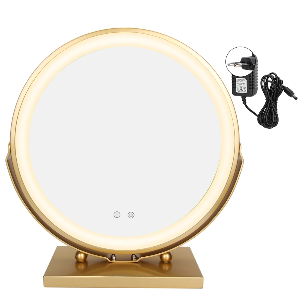 LED Makeup Mirror Round Desktop 3 Color Adjustable Rotational Angle Makeup Mirror 100‑240VEU Plug