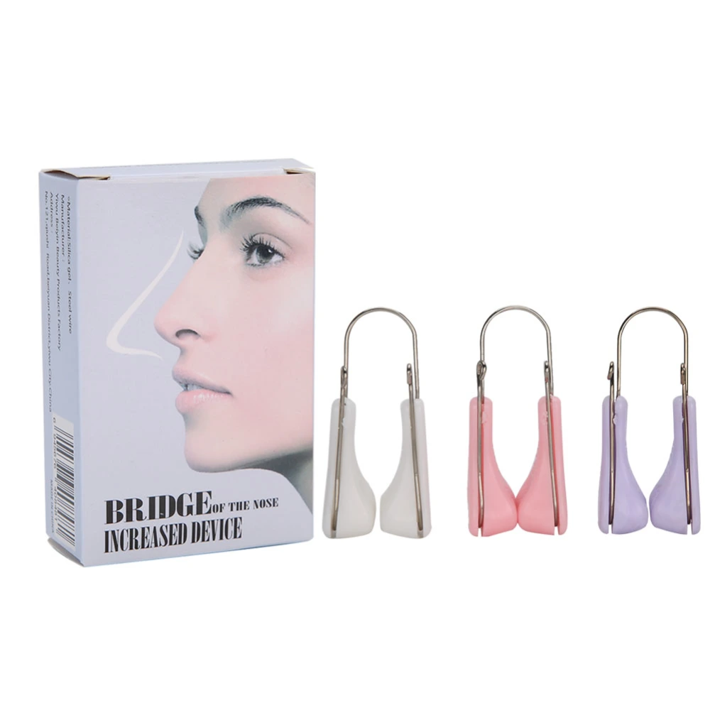 Silicone Nose Up Lifting Clips Portable Nose Bridge Shaping Beauty Clip (PinkPurpleWhite)