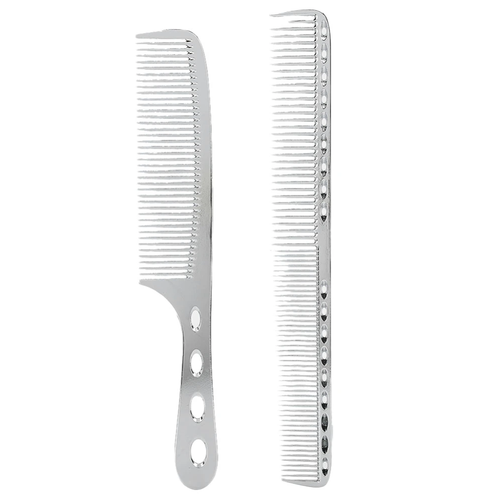 Portable Stainless Steel Hair Combs Salon Anti&#8209;Static Styling Comb Hairdressing Tool(Silver )