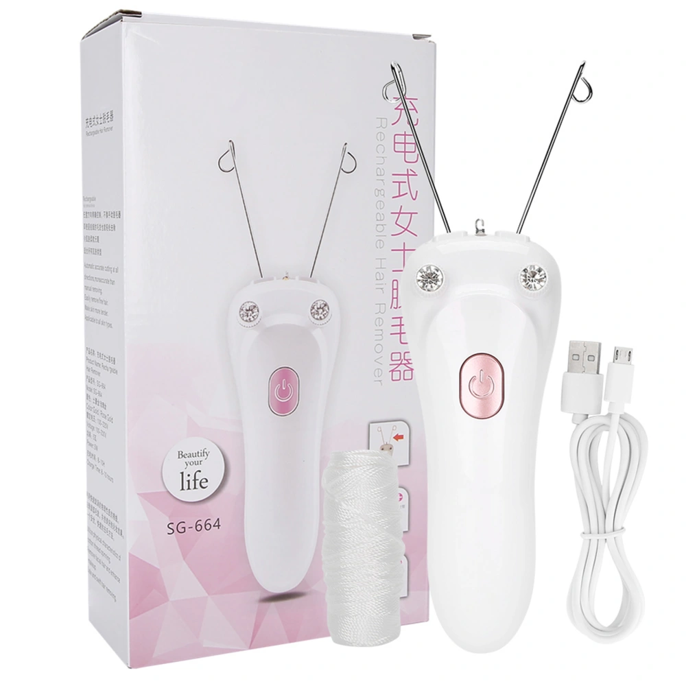 Electric Threading Epilator Hair Remover USB Charging Cotton Thread Epilator (Host Cotton Thread USB Cable)(Pink )