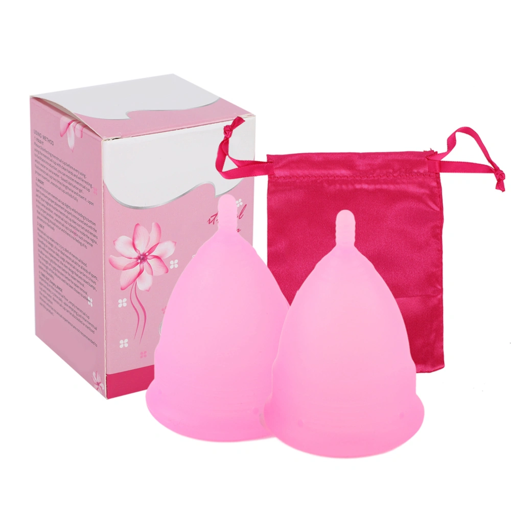 Reusable Leakproof Menstrual Cup Silicone Period Cup Tampon Pad Alternative Feminine Menstrual Tool Pink2pcs S