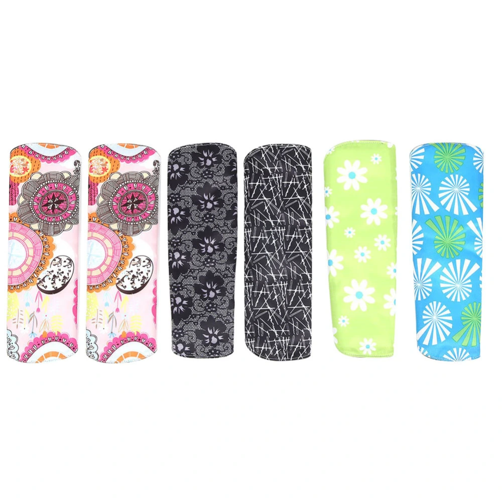 6pcs Bamboo Charcoal Washable Menstrual Pad Women Care Sanitary Napkin (M 18 x 25cm) (M04+M04+M13+M05+M01+M02)