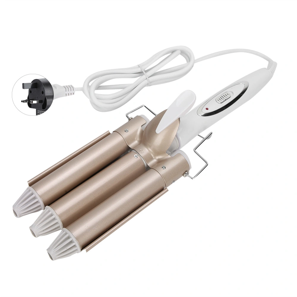 Three Barrel Curling Iron Salon Hairstyling Waver Hair Crimper Hairdressing Tool 25mm 110‑240VUK Plug