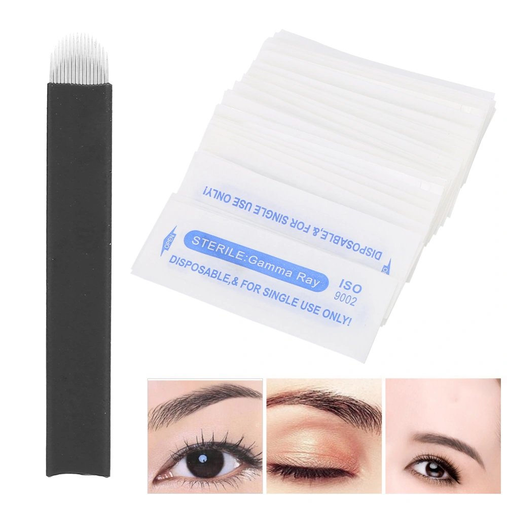 50pcs Eyebrow Microblading Needles Blade Fine Tattooing Permanent Makeup Blades 0.18mm(U16&#8209;pin )