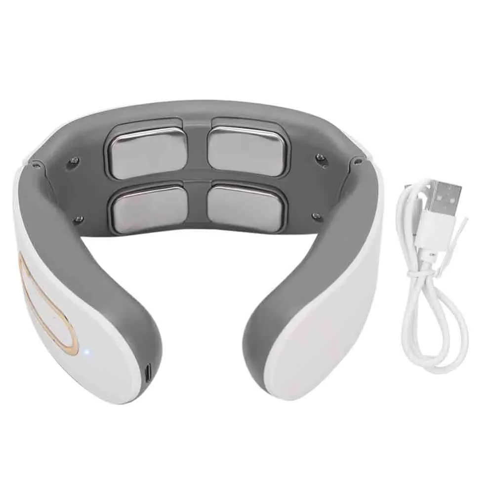 Wireless Neck Massager 9 Gears Adjustment Electric Cervical Vertebra Care MassagerWhite Charging