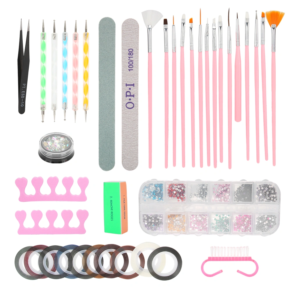 Nail Art Set Dotting Pen Tools Rhinestones Decoration Nail File Manicure Diy Kit