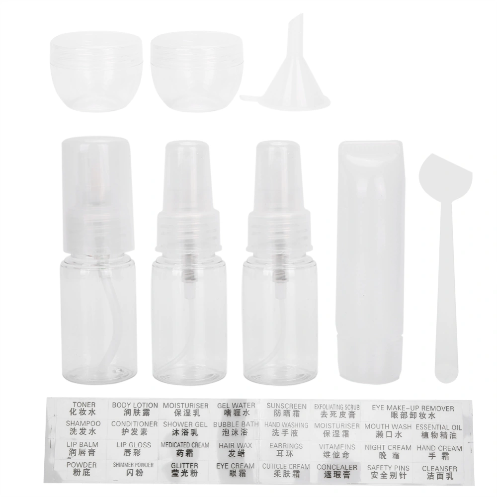 9pcs Plastic Spray Bottles Travel Empty Container Bottles Cosmetic Lotion Sub Bottles