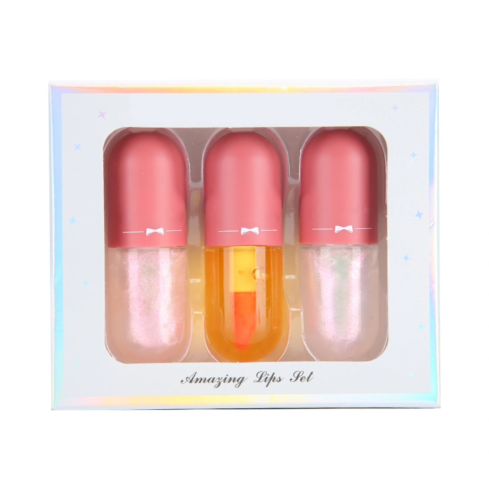 3pcs Clear Lip Glosses Moisturizing Lip Plump Oil Sexy Lip Serum Gloss Base for Makeup