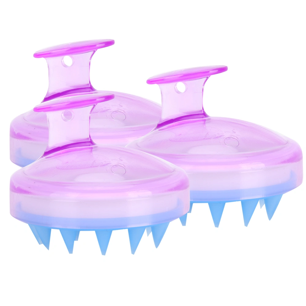 3pcs Silicone Shampoo Brush Shower Scalp Massager Brush AntiSlip Scalp Hair Washing Brush(Purple )