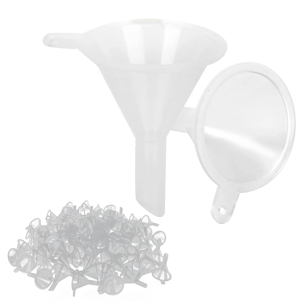 100pcs Small Clear Plastic Funnels Empty Bottle Filling Tools for Cosmetic Liquids Perfume