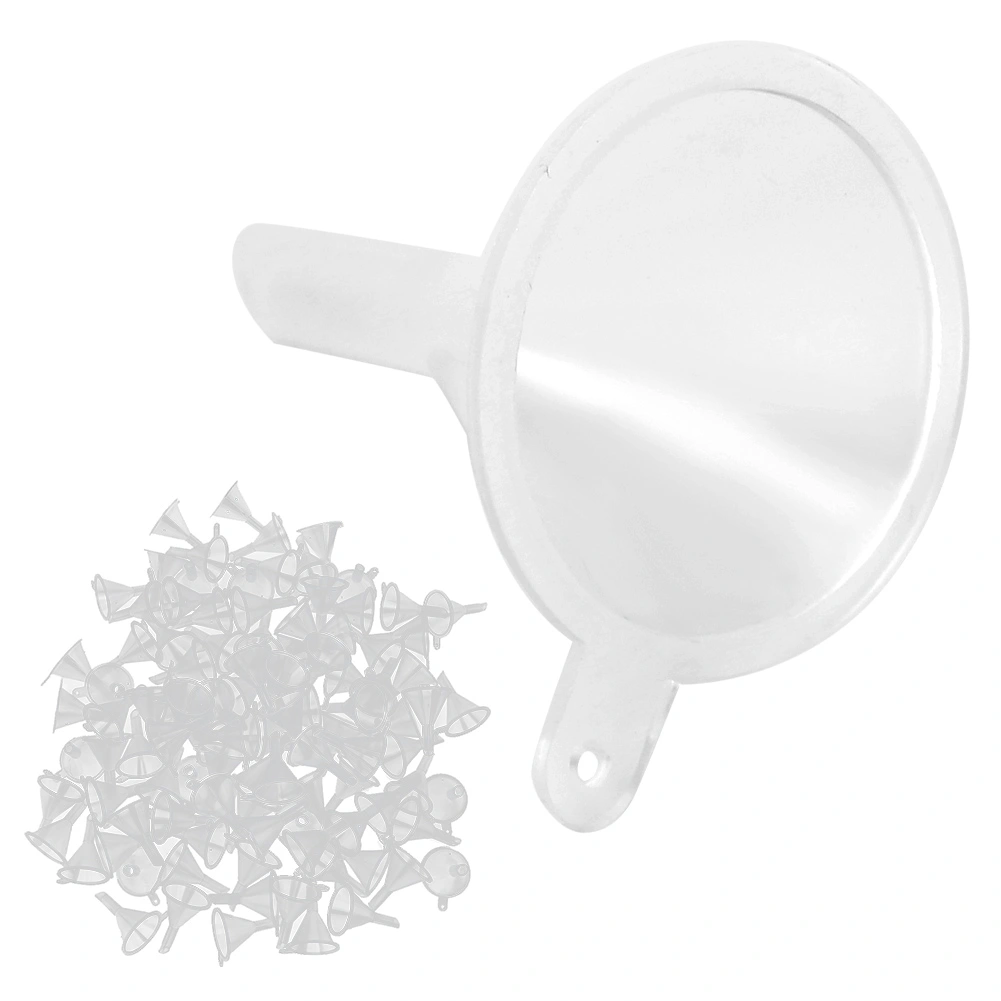 100pcs Small Clear Plastic Funnels Empty Bottle Filling Tools for Cosmetic Liquids Perfume