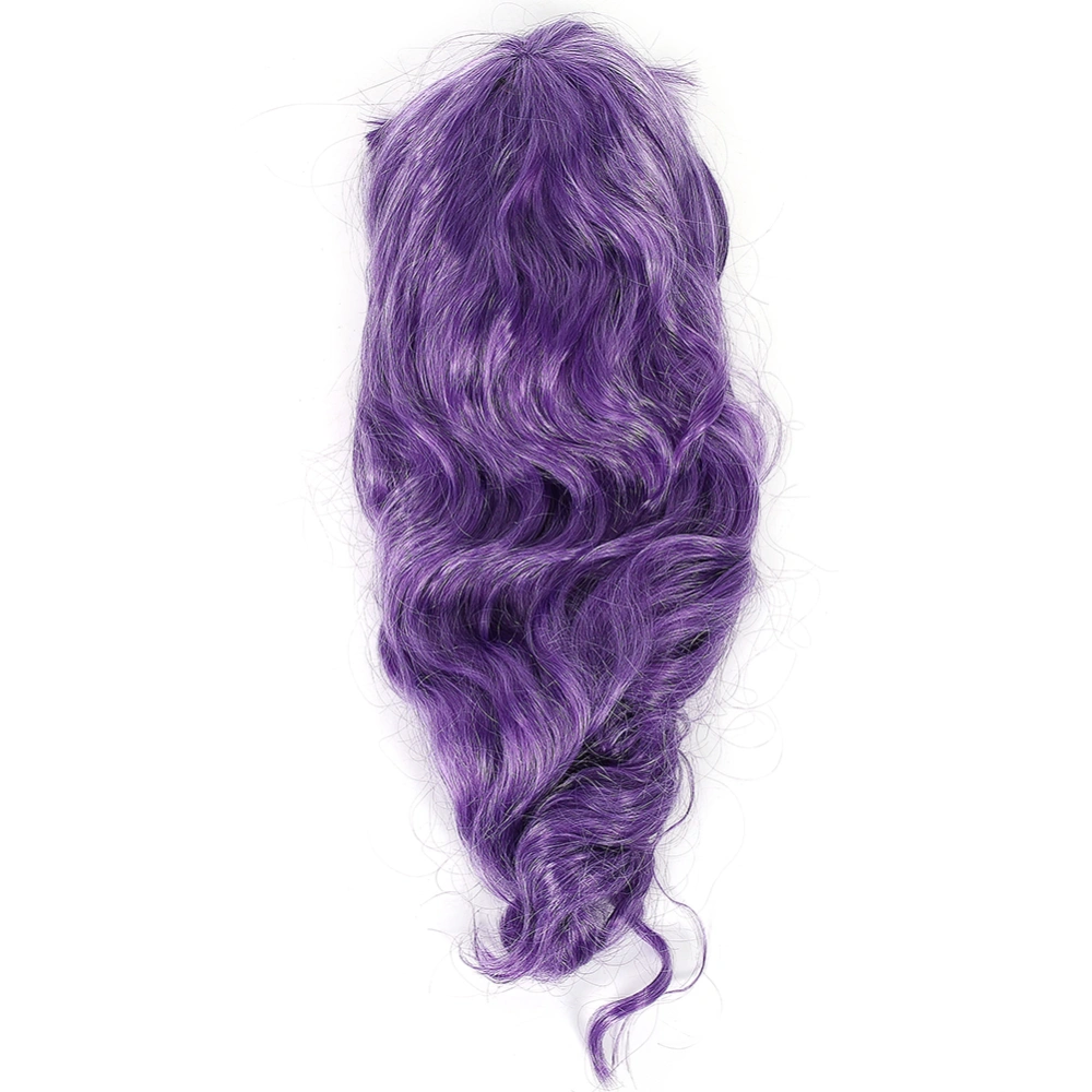 Long Curly Wavy Wigs Women Female Synthetic Hair Wigs for Halloween Party Purple