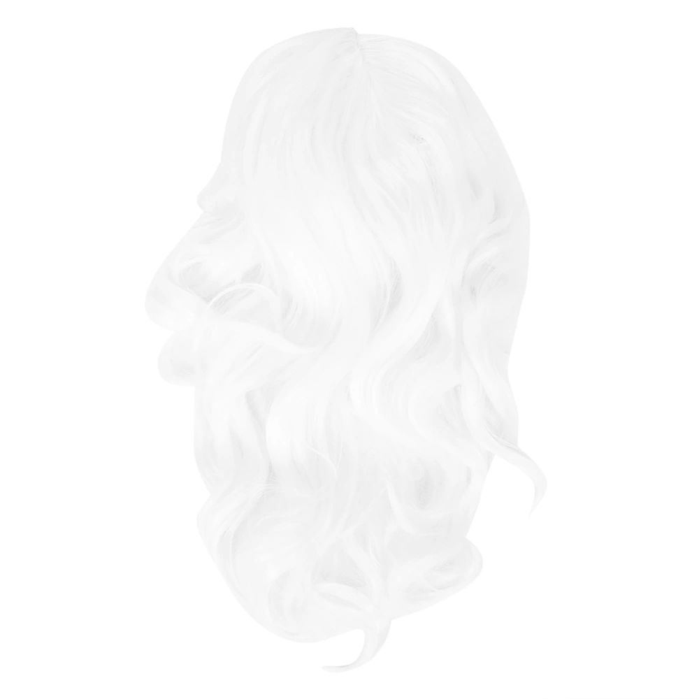 Cosplay Santa Claus Wig Synthetic Hair White Long Curly Wavy Wigs for Christmas Party