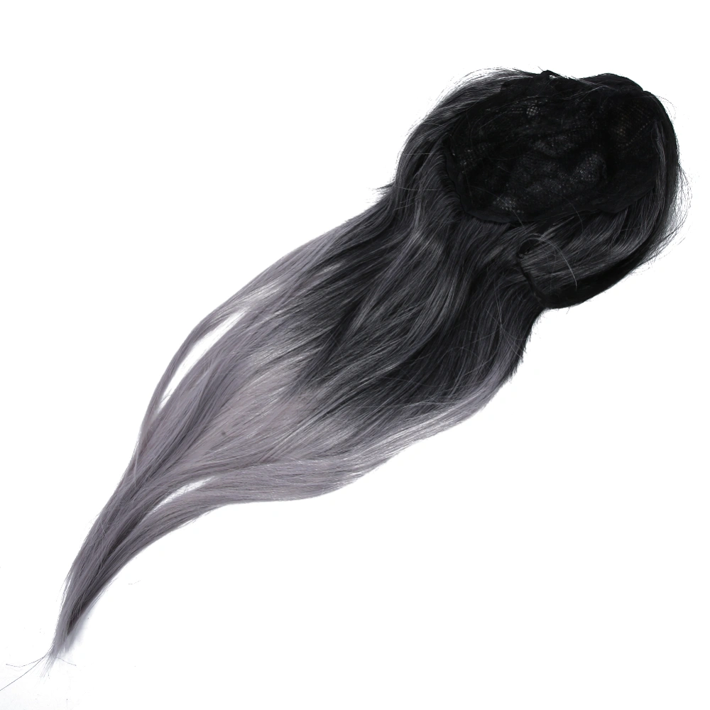 Long Straight Wigs Women Female Synthetic Hair Fashionable Black Gray Wigs