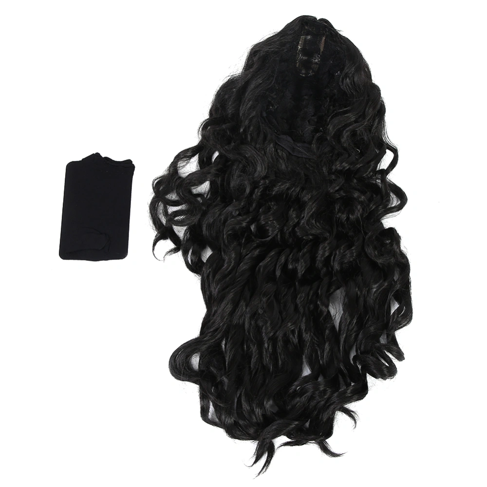 Long Curly Wavy Wigs Women Female Synthetic Hair Black Wigs for Halloween Part Cosplay