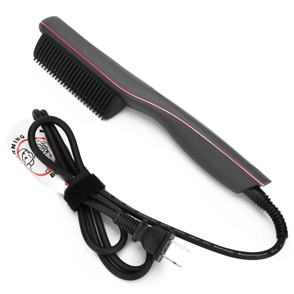 Electric Hair Straightener Comb Anti Scald Beard Straightener Brush US Plug 110V(Gray )