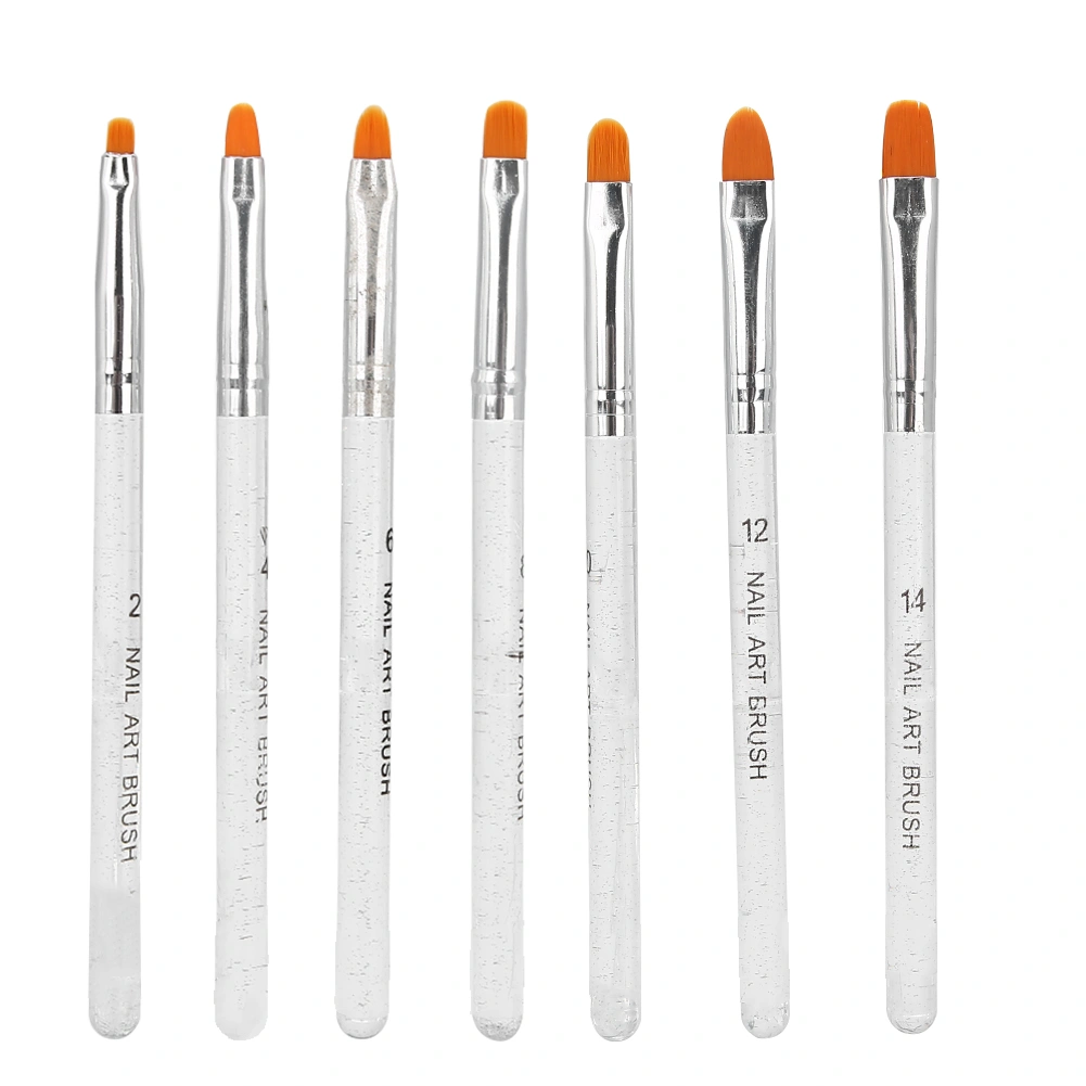 7pcs Transparent Handle Nail Art Brush DIY Pattern Nail Painting Drawing UV Gel PenTransparent Color
