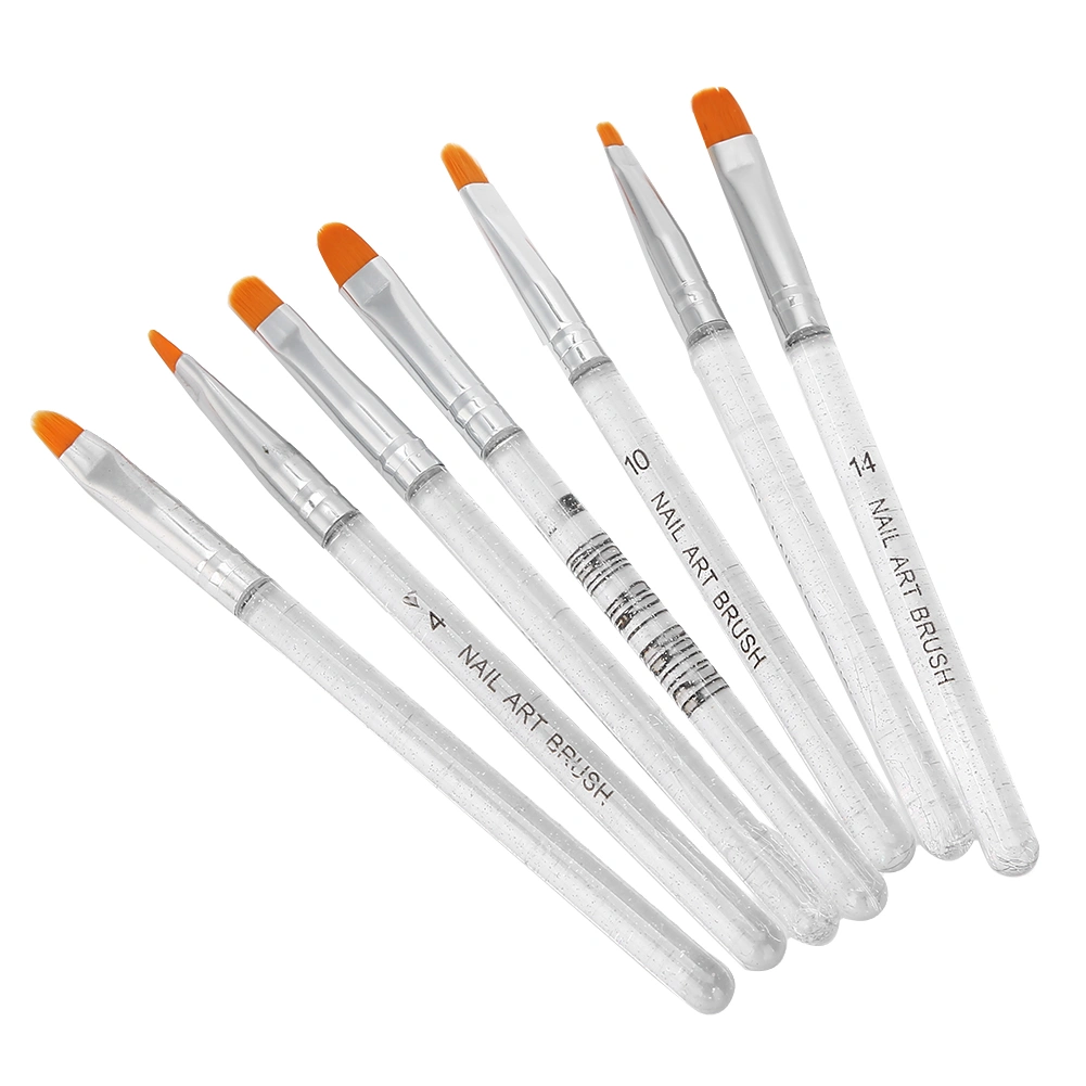 7pcs Transparent Handle Nail Art Brush DIY Pattern Nail Painting Drawing UV Gel PenTransparent Color