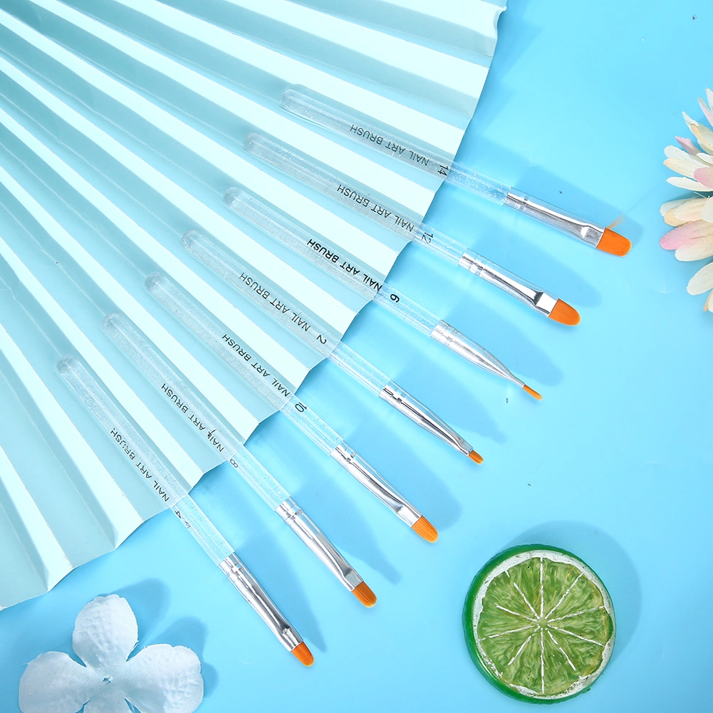 7pcs Transparent Handle Nail Art Brush DIY Pattern Nail Painting Drawing UV Gel PenTransparent Color