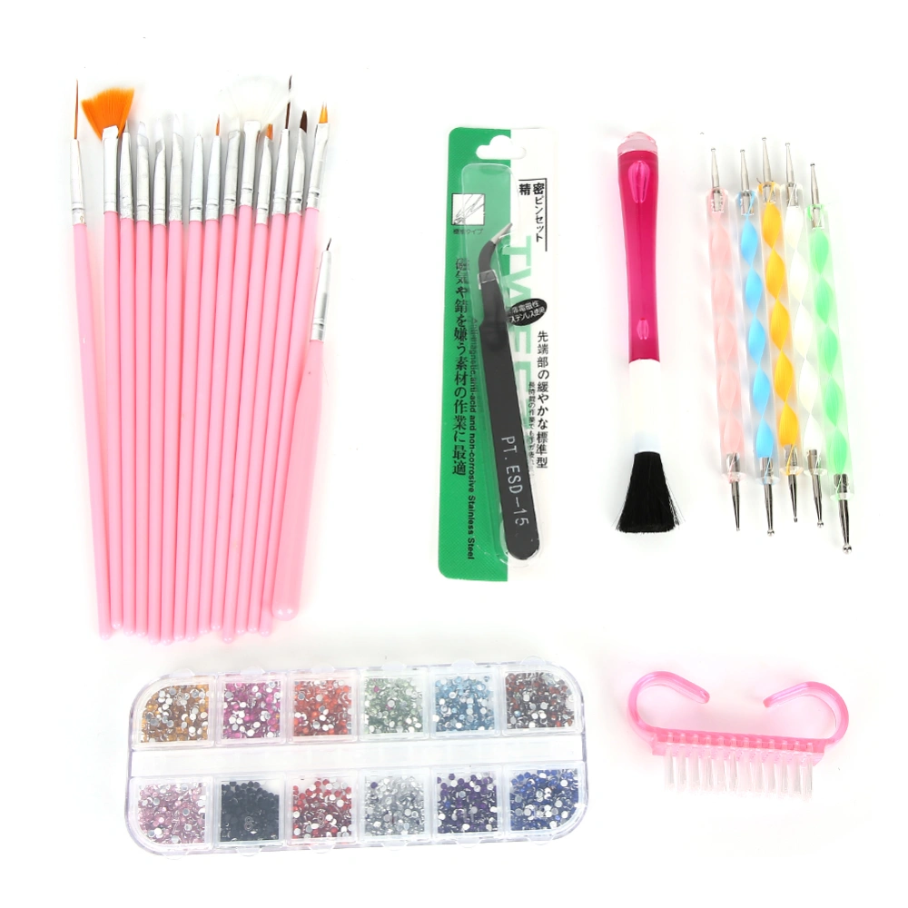 Nail Dotting Pen Rhinestones Decoration Nail Art Brush Tin Foil Paper Manicure Tool Set