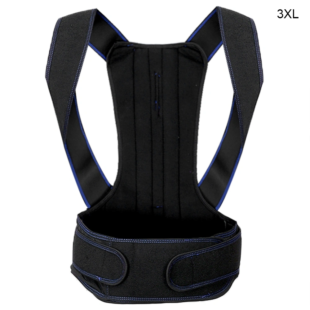 Unisex Adjustable Back Spine Support Posture Corrector Brace Hunchback Correction Belt3XL Blue