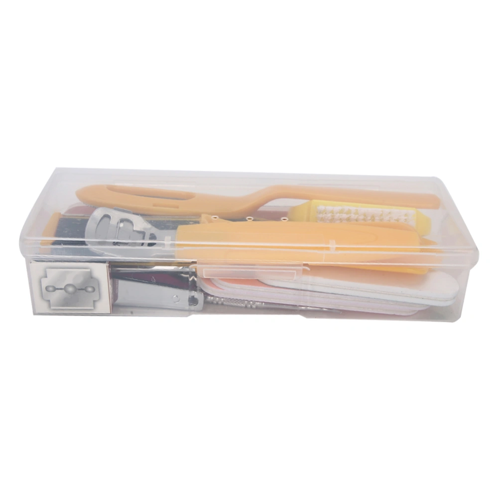 Professional Pedicure Tools Kit Foot Rasp File Dead Skin Pusher Nail Clipper Set Yellow