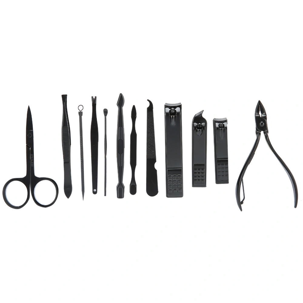 12pcs Stainless Steel Eyebrow Scissors Nail Clipper Dead Skin Pusher Manicure Tool Set