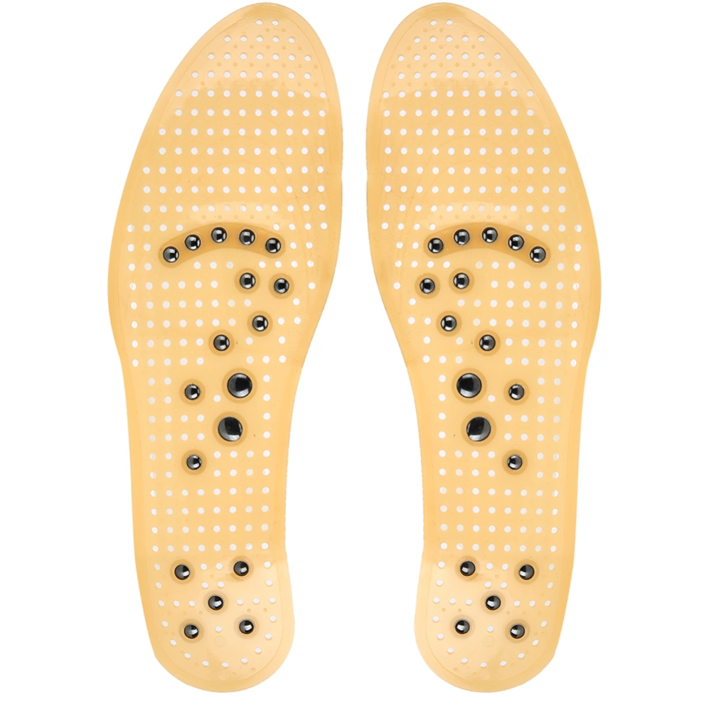 Magnet Therapy Insoles Breathable Foot Sole Massage Foot Pad for Healthy Care (Yellow L)