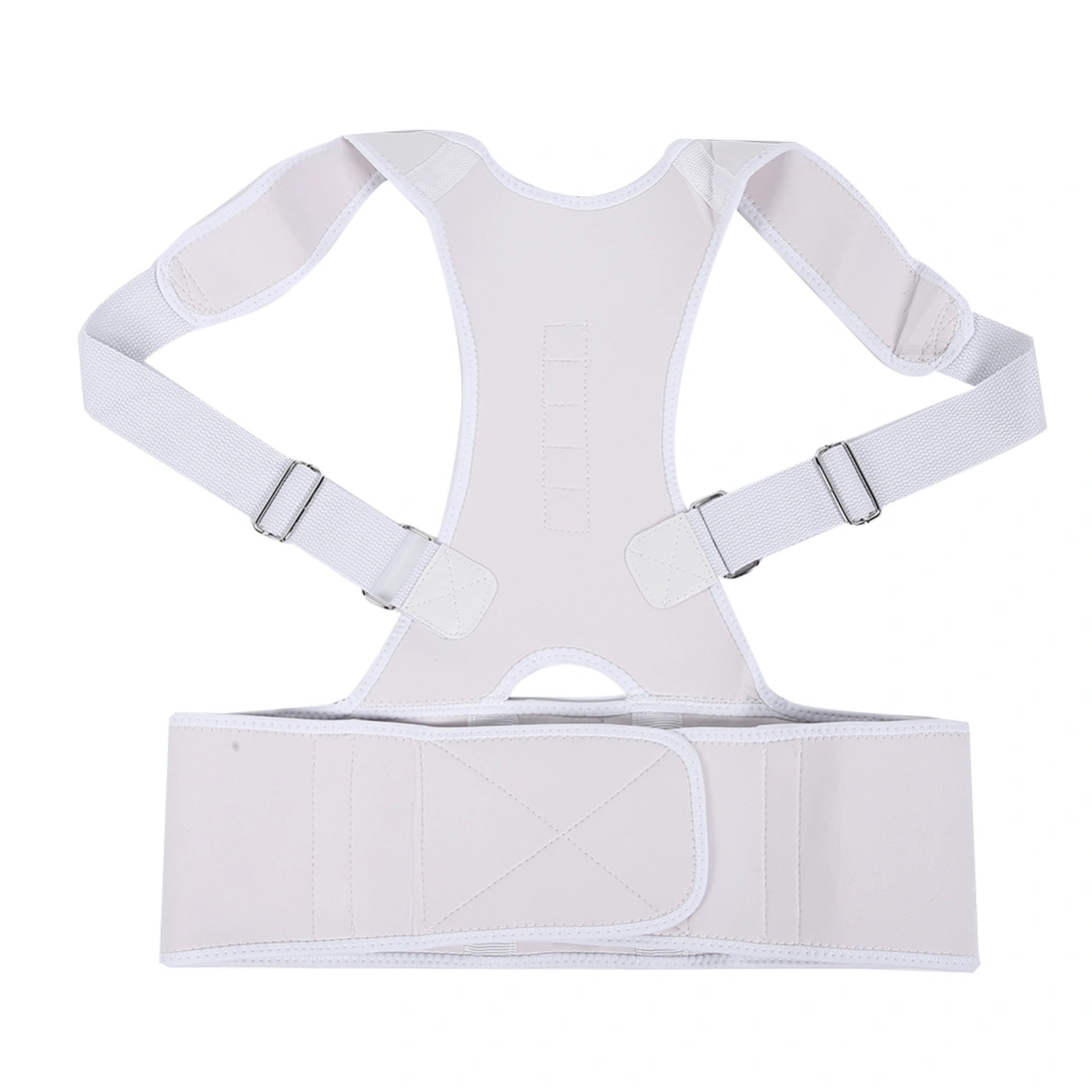 Magnet Therapy Posture Corrector Brace Back Spine Support Hunchback Correction Belt (White)XXL