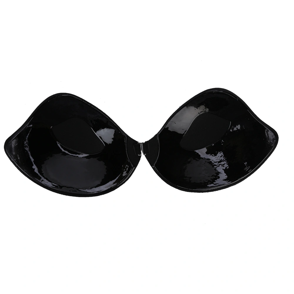 Backless Breast Bra VShaped Push Up Strapless Plunge Self Adhesive Bra for Women(Black D)