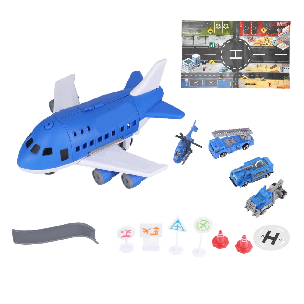 Airplane Toy Set DIY Assembly Transport Plane Cargo Model Toy with Helicopter Car ToyBlue