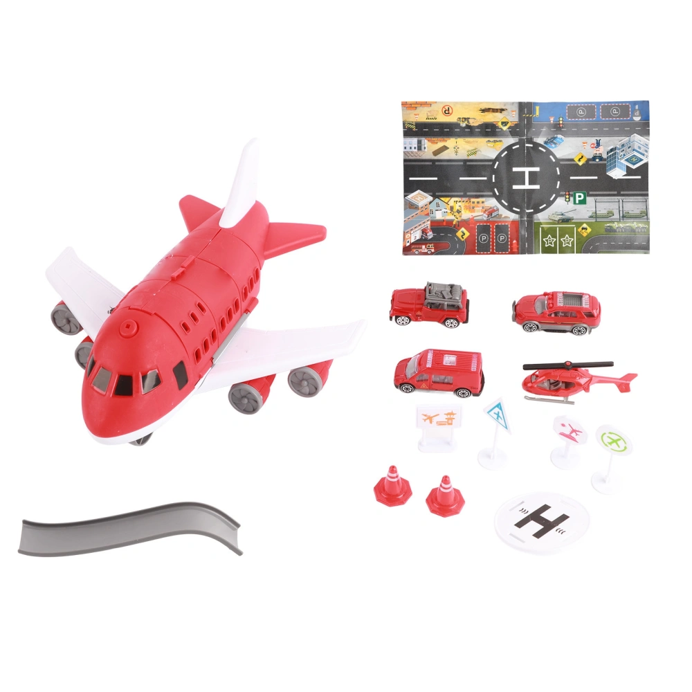 Airplane Toy Set DIY Assembly Transport Plane Cargo Model Toy with Helicopter Car ToyRed