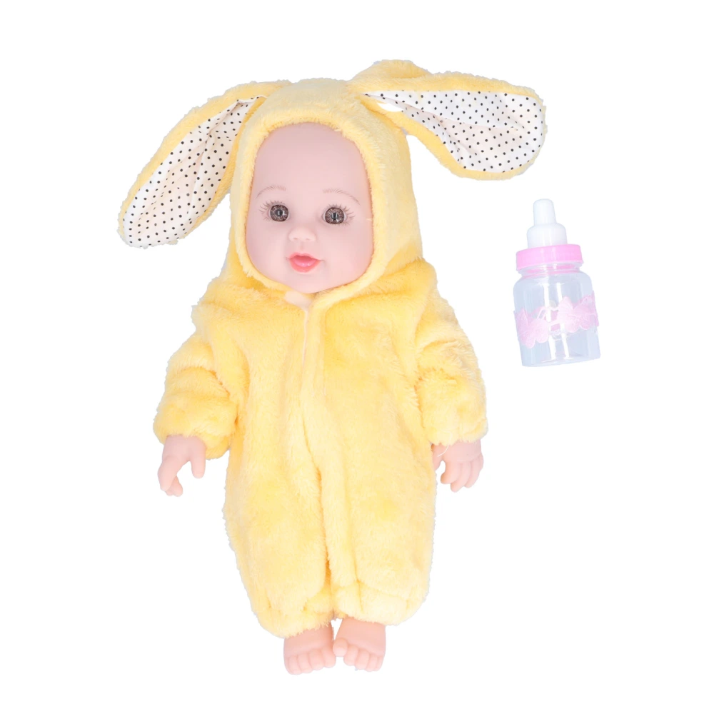 30cm Vinyl Simulation Baby Doll Soft Lifelike Infant Doll with Cute Clothes Birthday GiftYellow