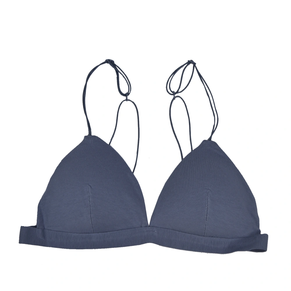 Triangle Cups Bralette V Neck Wireless Bras Simple Padded Everyday Bra for WomenBlue L