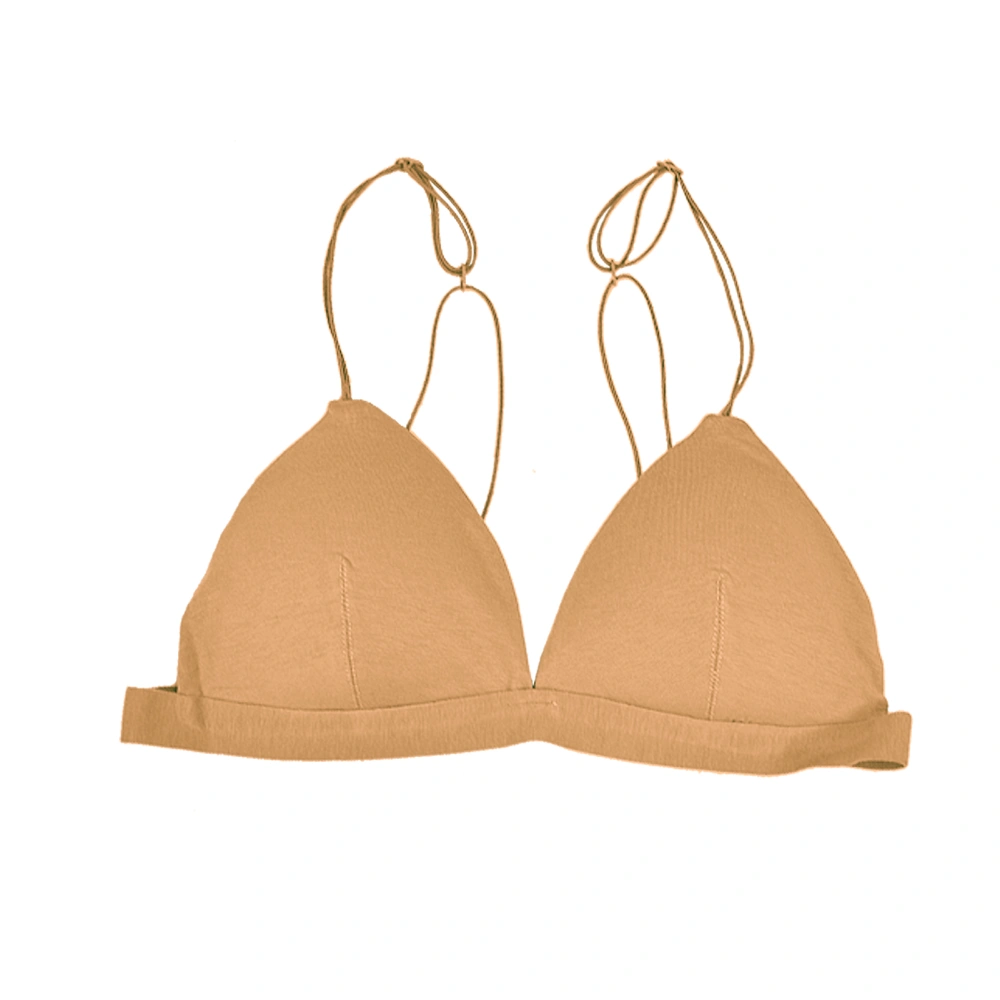 Triangle Cups Bralette V Neck Wireless Bras Simple Padded Everyday Bra for WomenYellow L