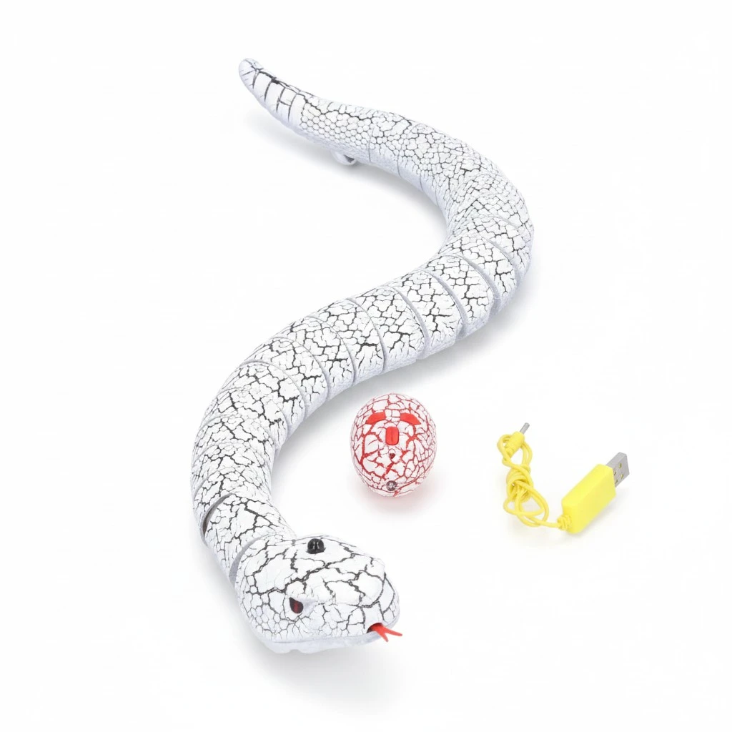 Infrared Remote Control Rattle Snake Battery‑Powered Robotic Snake Toy Kids Animal Prank ToyWhite