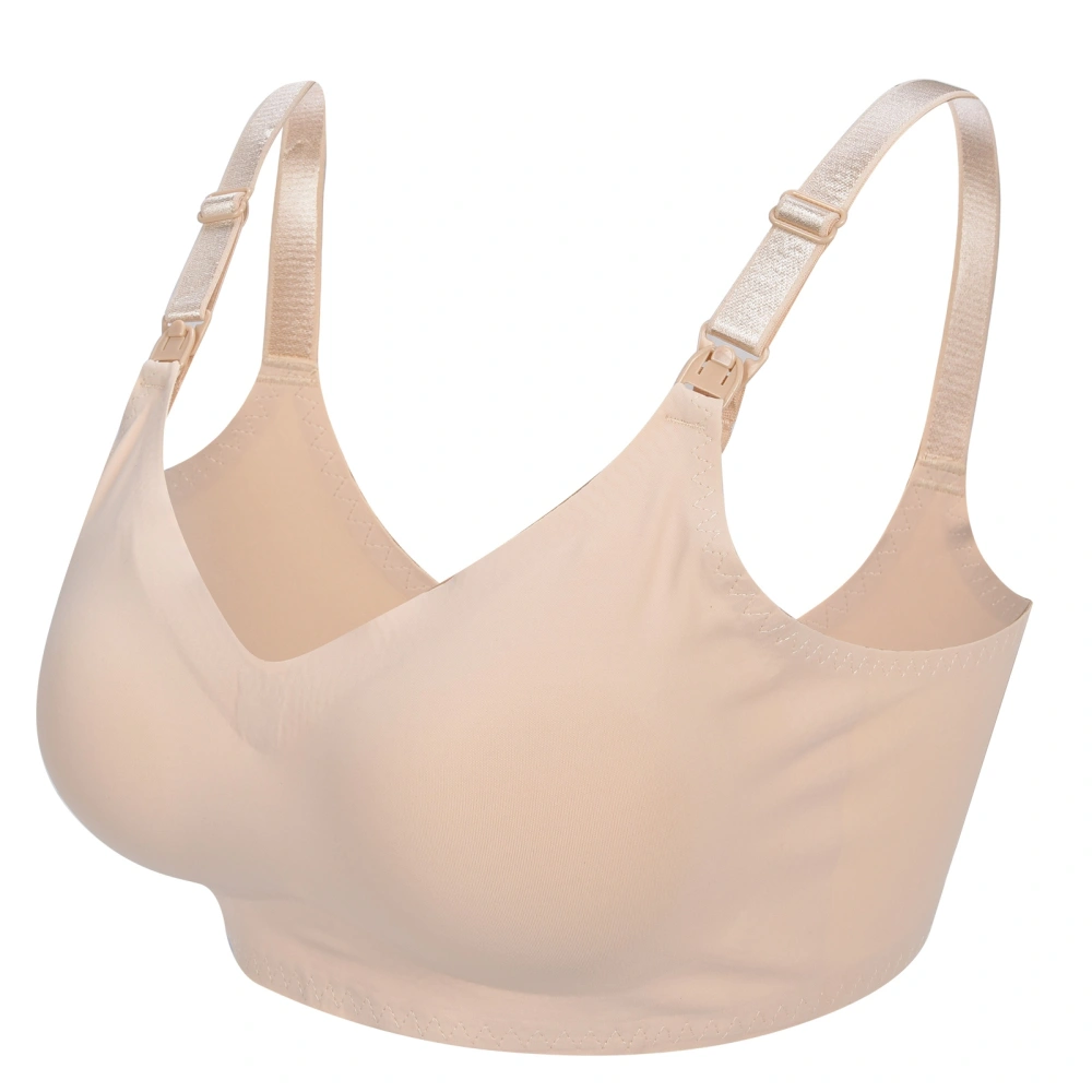 Nursing Bra Wireless Women Breastfeeding Sleeping Maternity Bra with Extra Bra ExtendersSkin Color XL