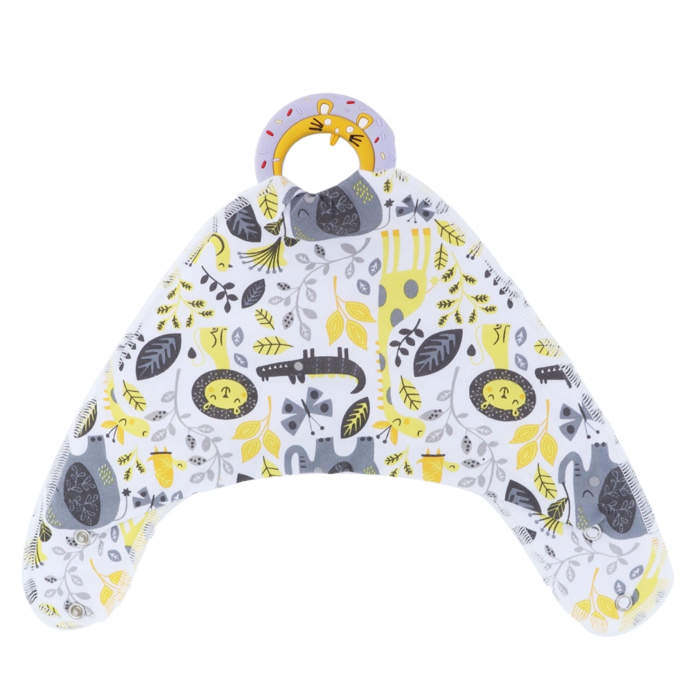 Baby Teething Toys Soft Silicone Cotton Baby Drool Bib with Teether Toy for InfantAnimal Pattern