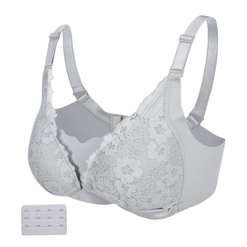 Women's Breastfeeding Bra Soft Lace Front Closure Thin Comfy Seamless Maternity Bralette(Gray 42/95)