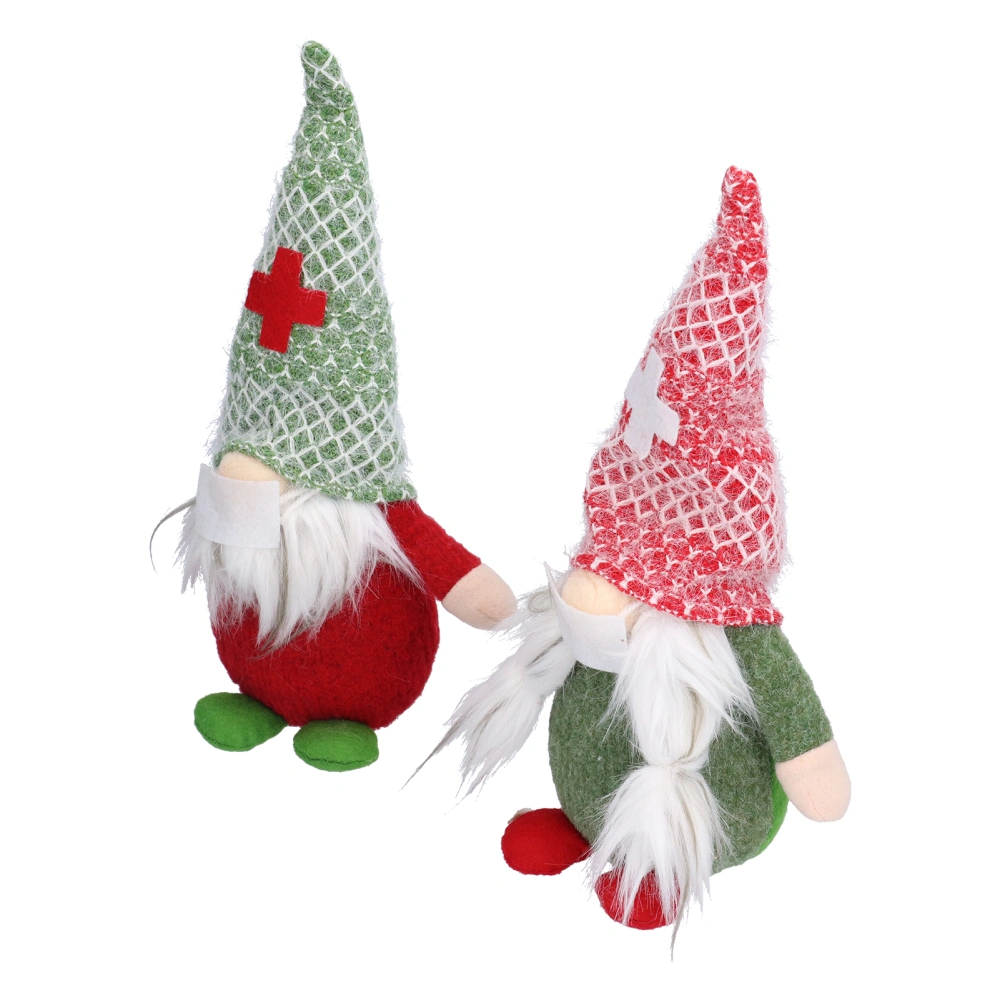 2pcs Faceless Santa Claus Dolls Figurines with Face Guard Christmas Decorations Ornaments