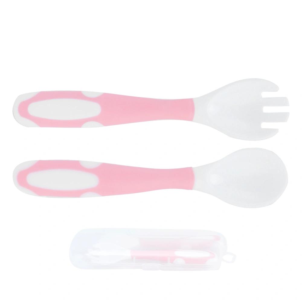 Baby Utensils Set Spoon Fork Easy Grip Heat‑Resistan Bendable Toddlers Feeding Training TablewarePink