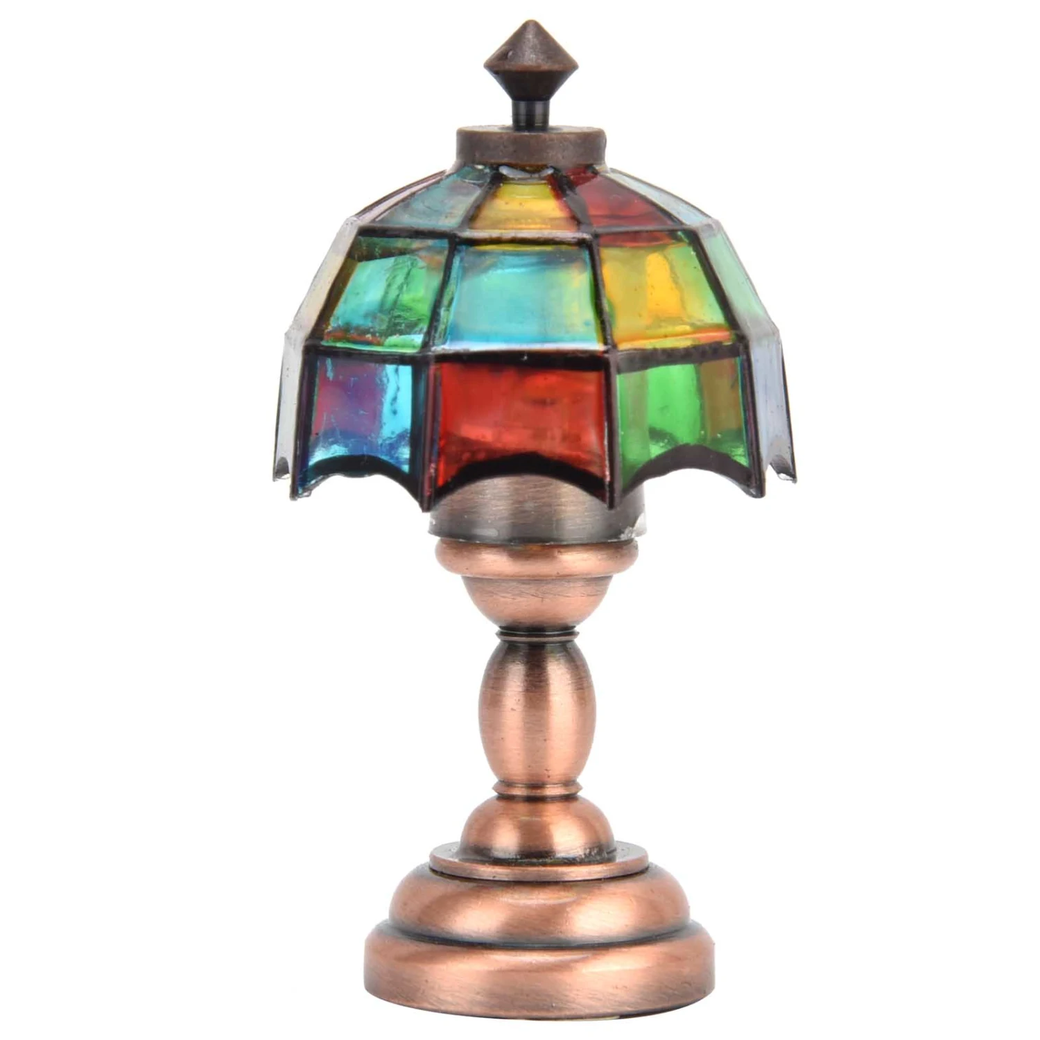 1:12 Dollhouse Wireless LED Desk Lamp Miniature Table Lamp with Colorful Lampshade