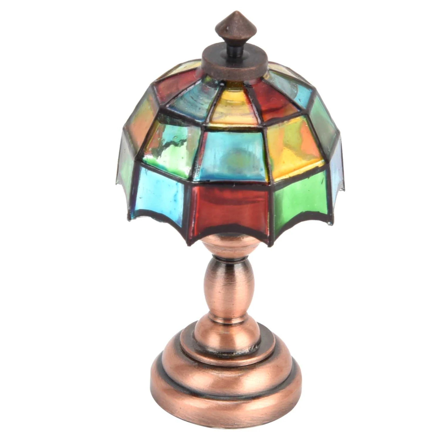 1:12 Dollhouse Wireless LED Desk Lamp Miniature Table Lamp with Colorful Lampshade