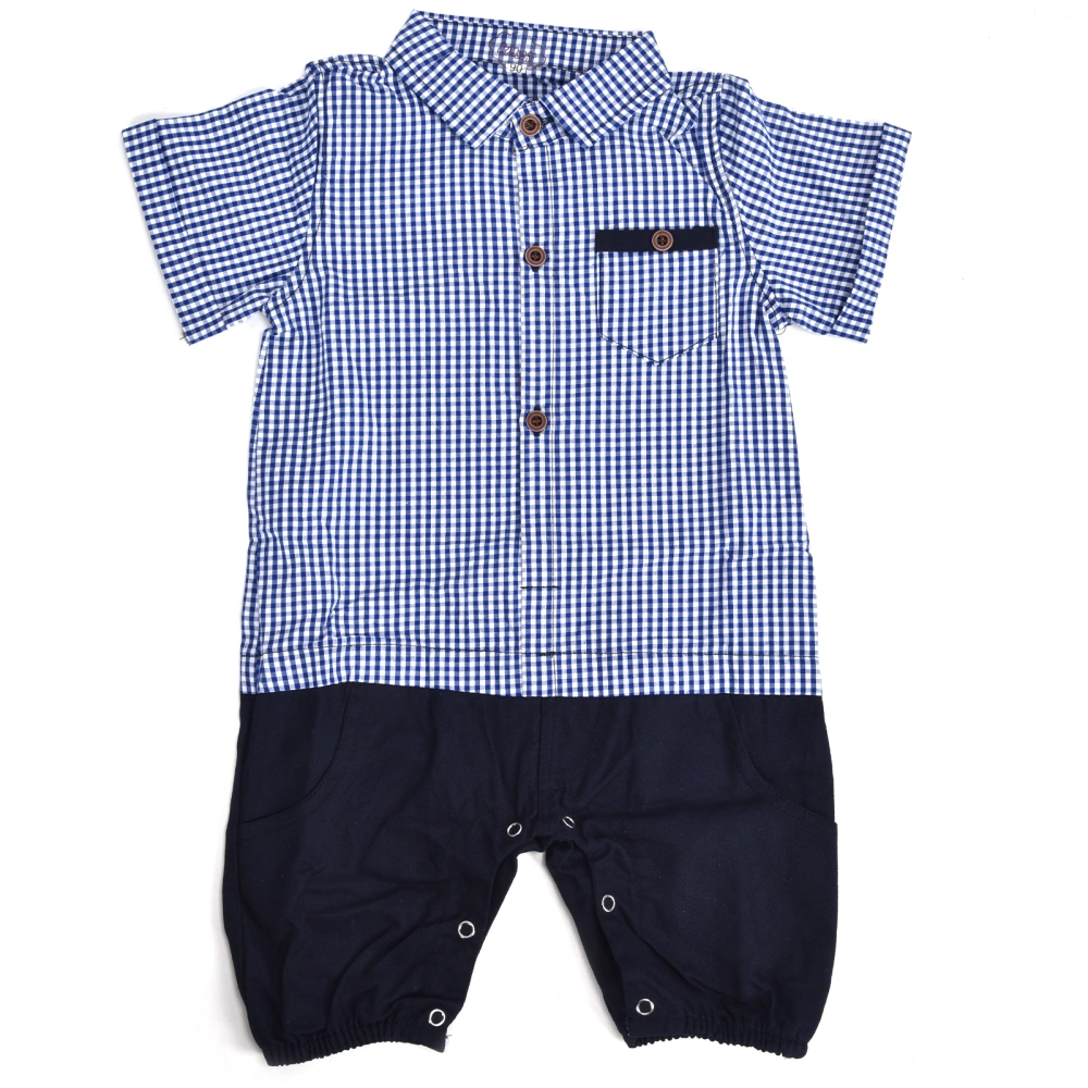 Breathable Baby Boy Clothes Romper Cotton Infant Romper Outfits Toddler Short Sleeve JumpsuitDark Blue 95cm